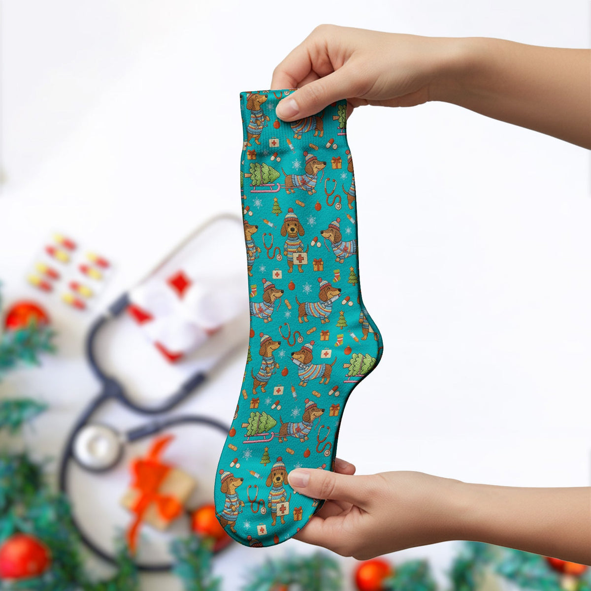 Dachshund 3D Knit Nurse Socks