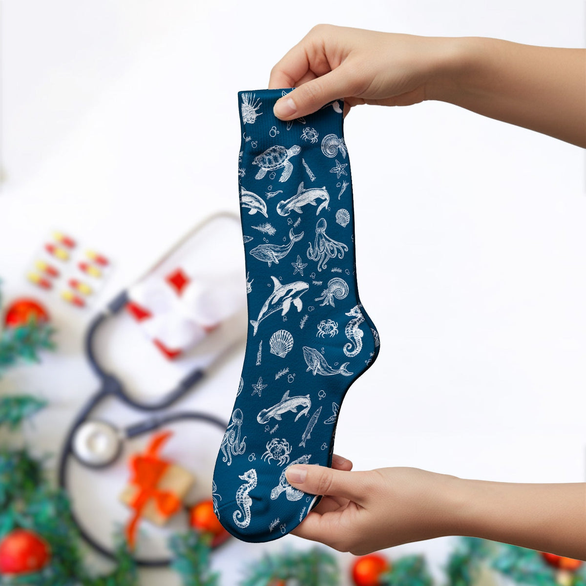 Marine Sea Life Nurse Socks