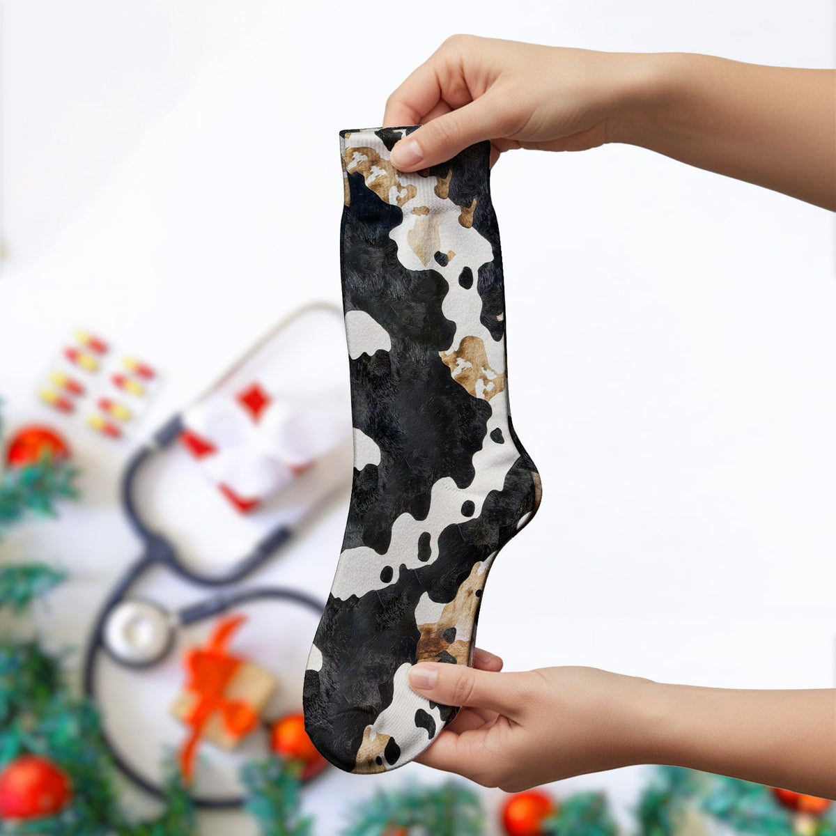 Classic Cow Print Nurse Socks