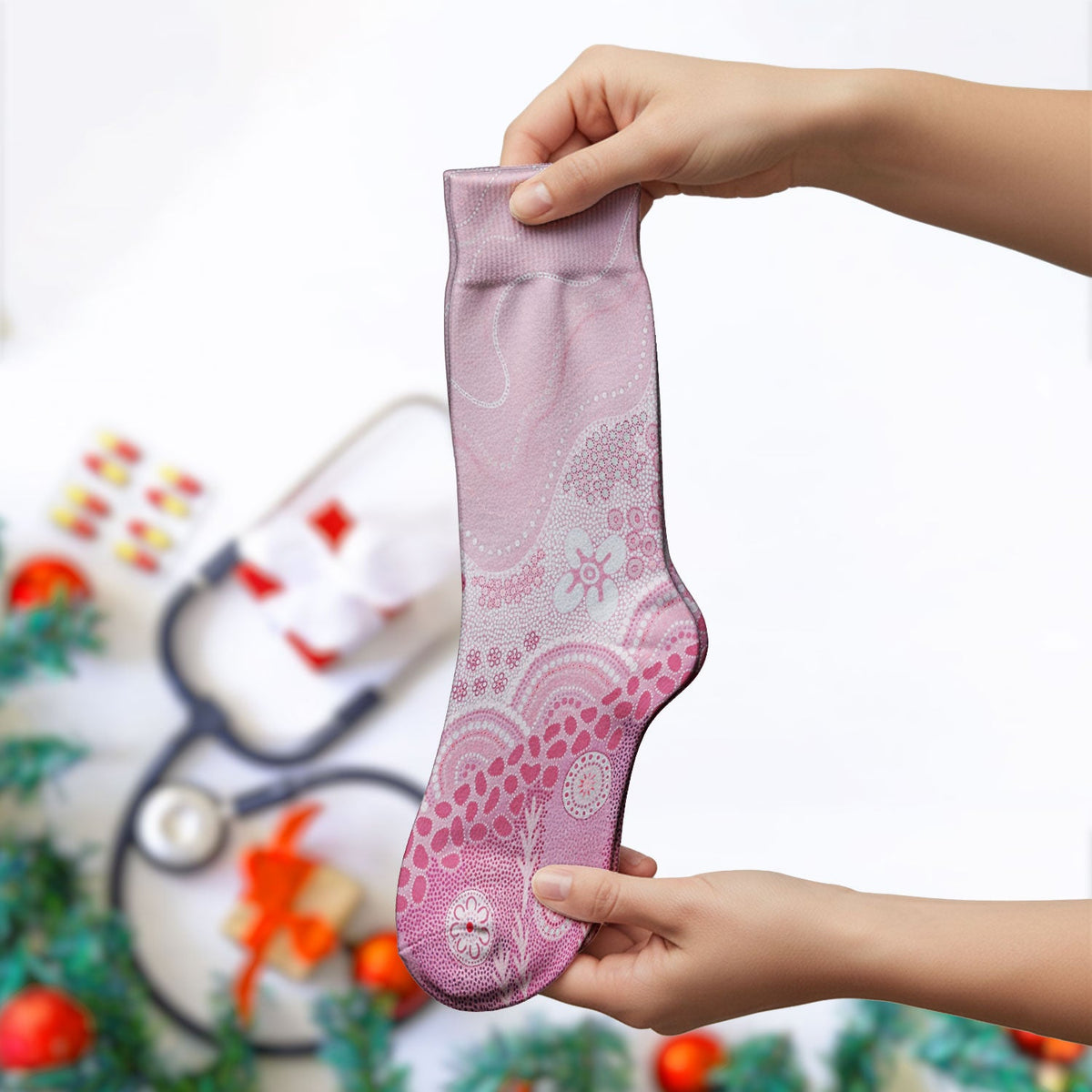 Floral Mandala Dot Nurse Socks