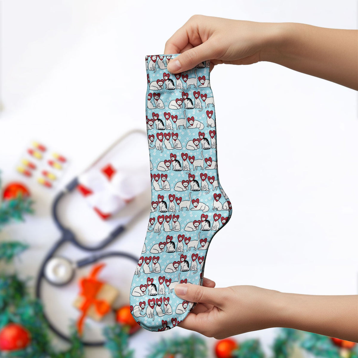 Cat Heart Nurse Socks