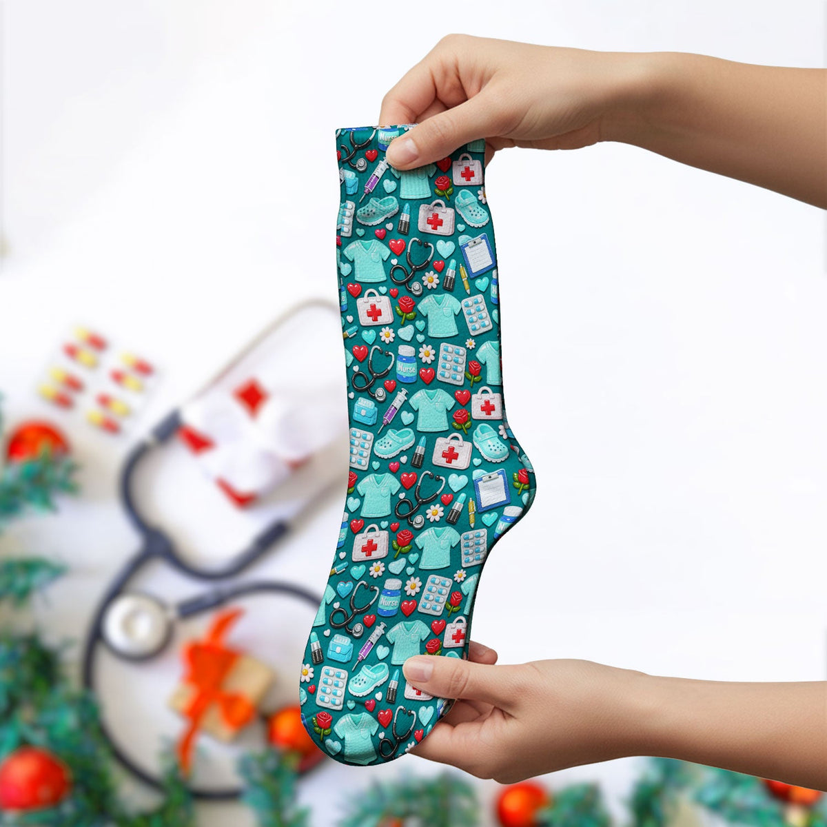 Medical Icons Nurse Socks