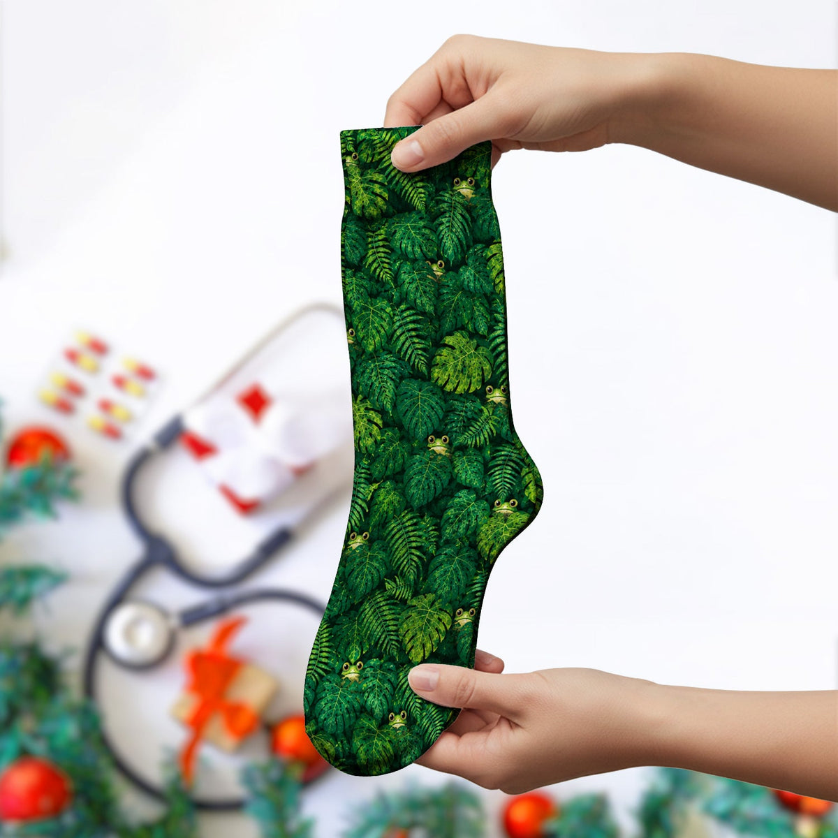 Hidden Frog Jungle Nurse Socks