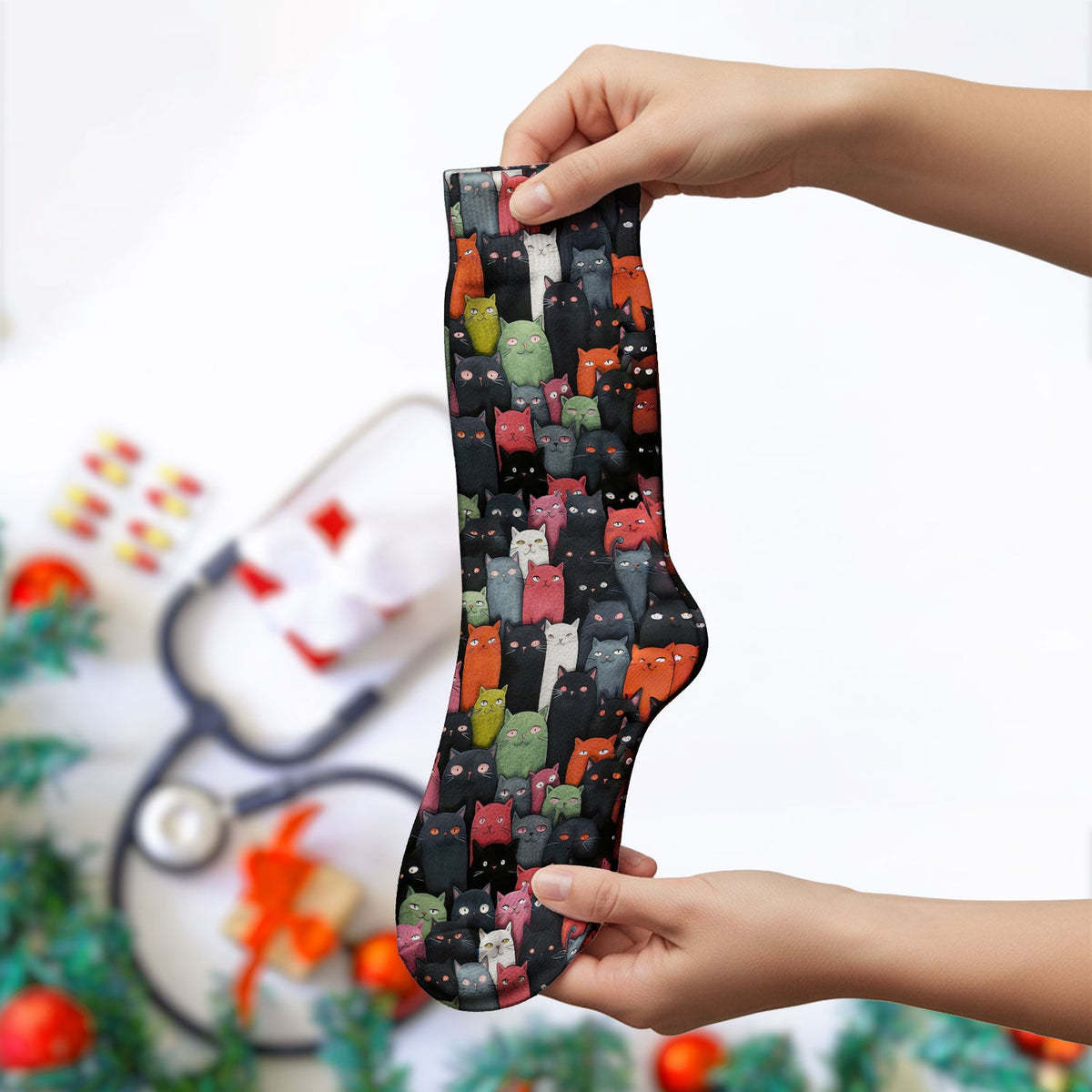 Artistic Cat Nurse Socks