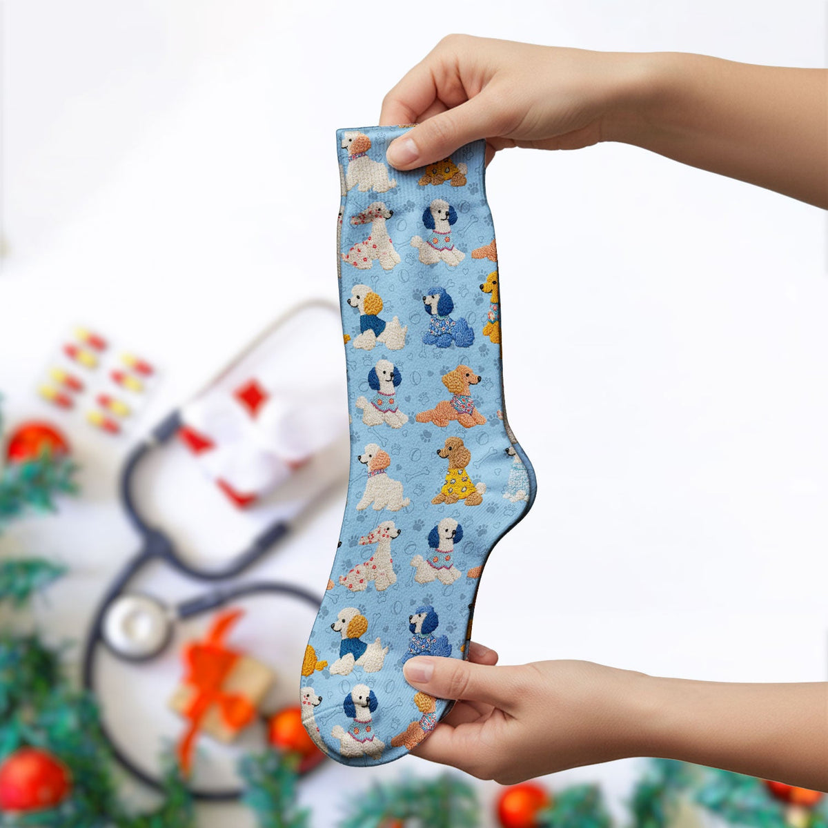 Colorful Poodle Nurse Socks