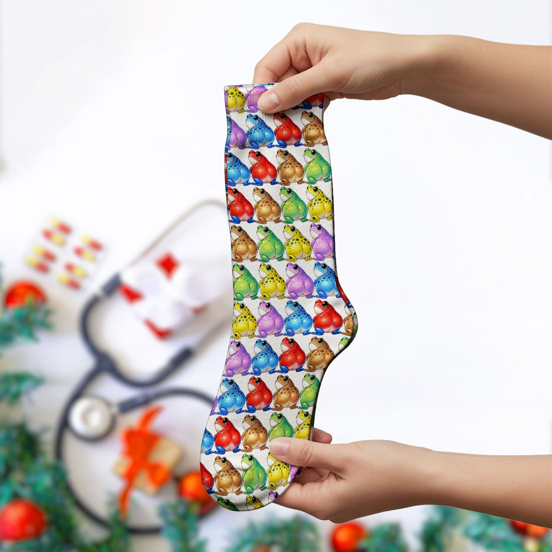Colorful Frogs Nurse Socks