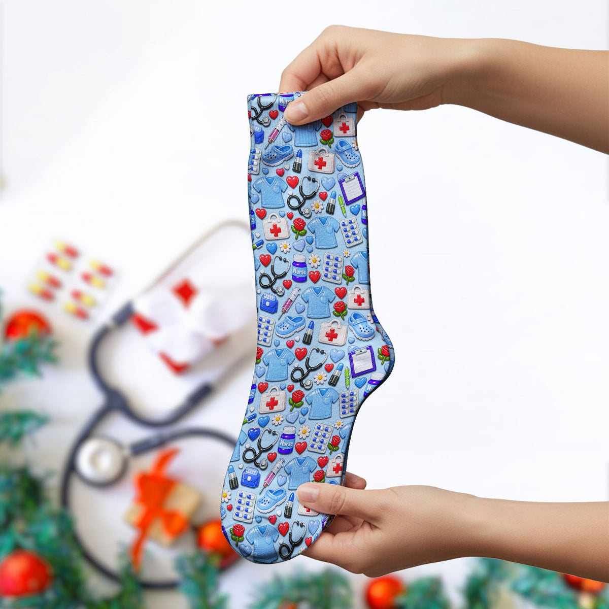 Medical Icons Nurse Socks