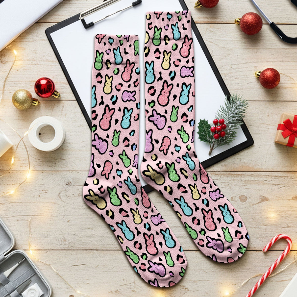 Pastel Bunny Nurse Socks