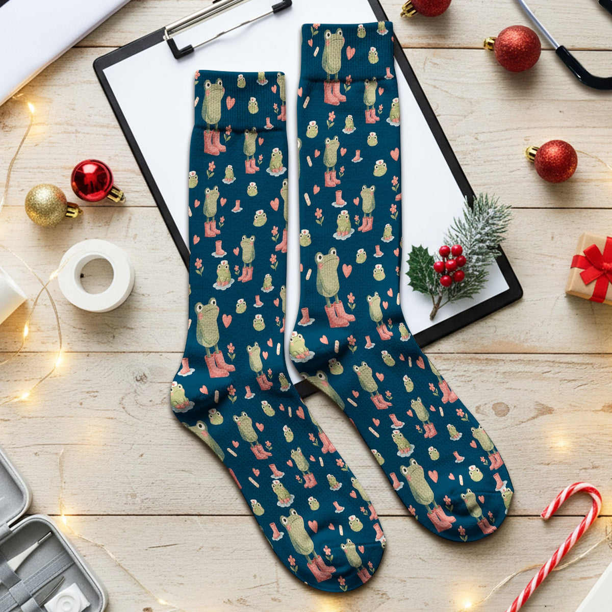 Adorable Frog Boots Heart Nurse Socks