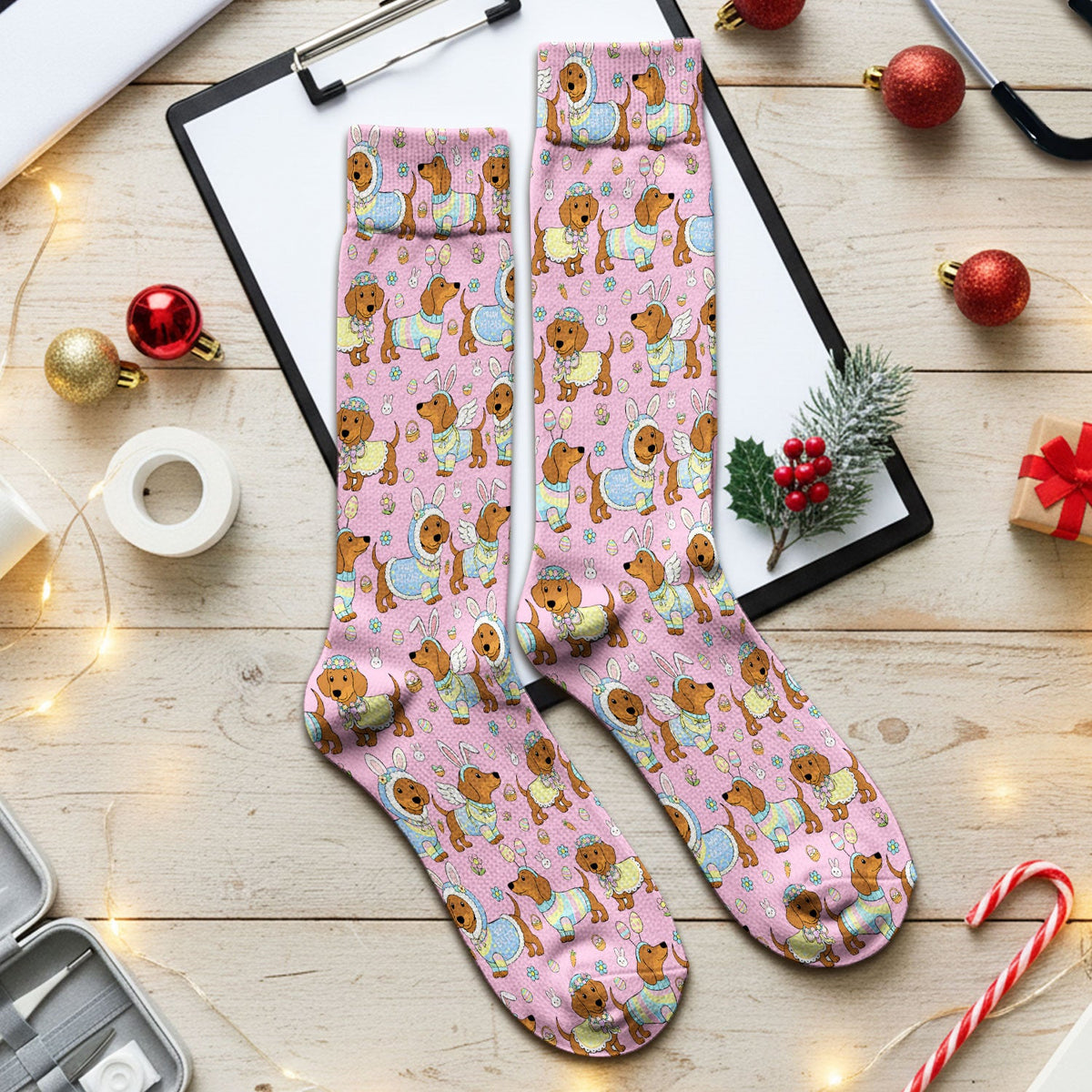 Dachshund Bunny Nurse Socks - Easter Gift