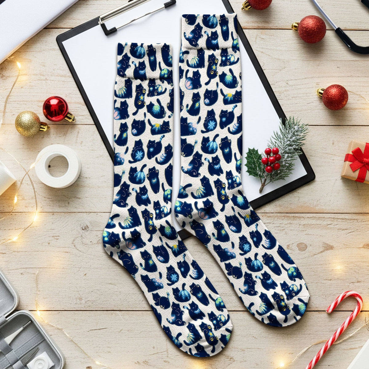 Midnight Black Cat Nurse Socks