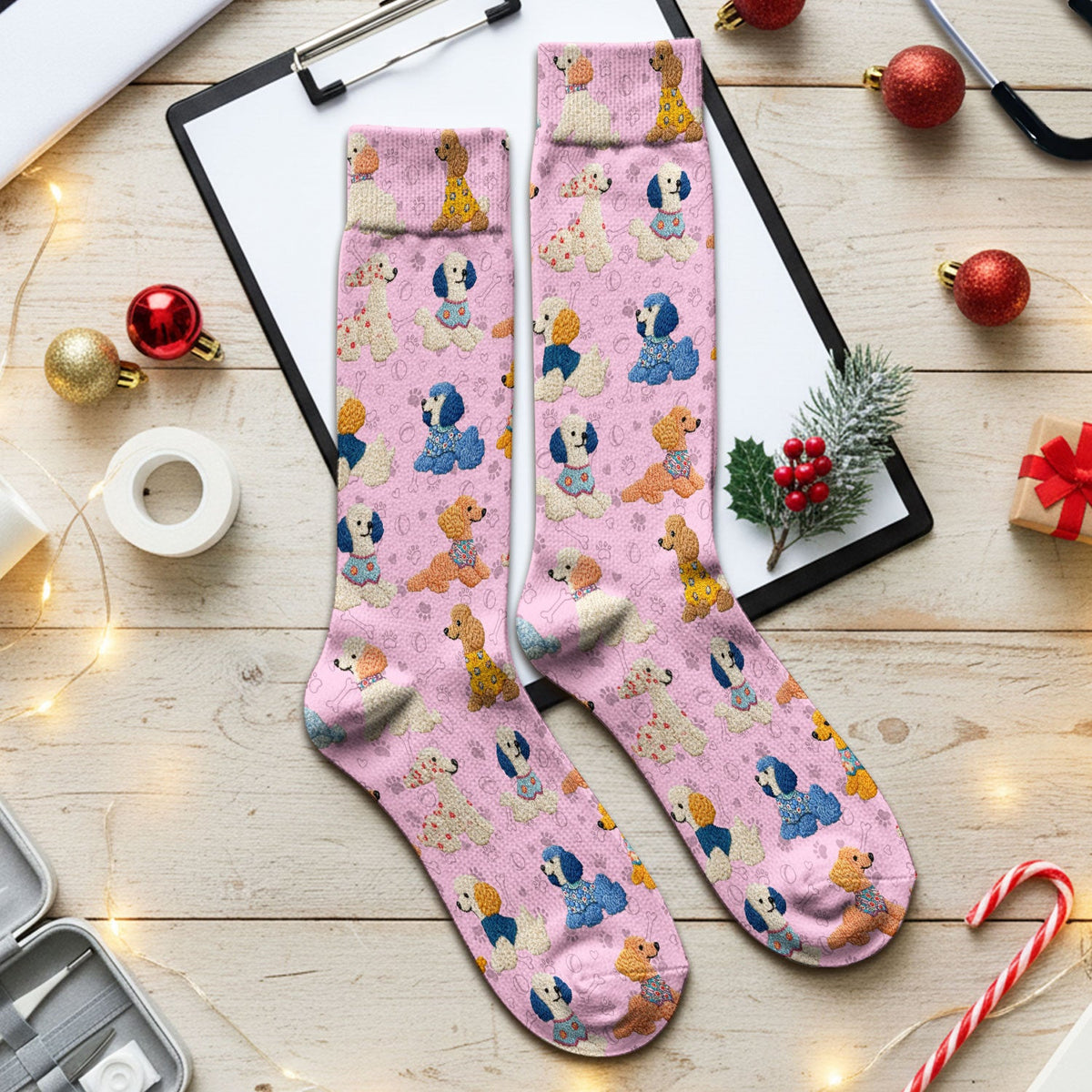Colorful Poodle Nurse Socks
