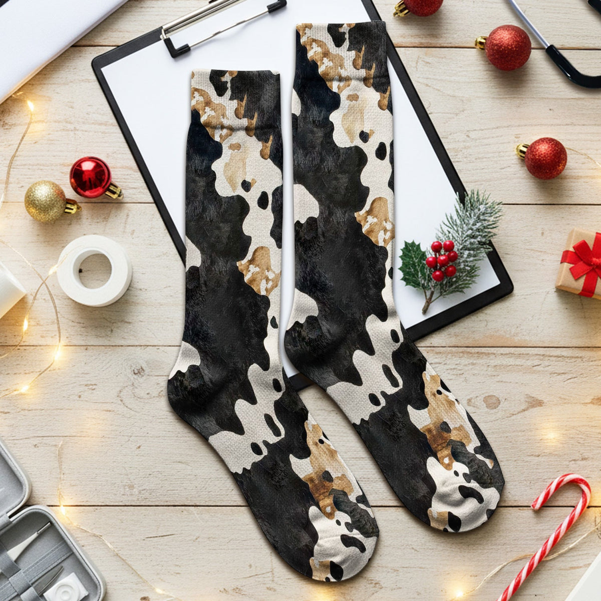 Classic Cow Print Nurse Socks