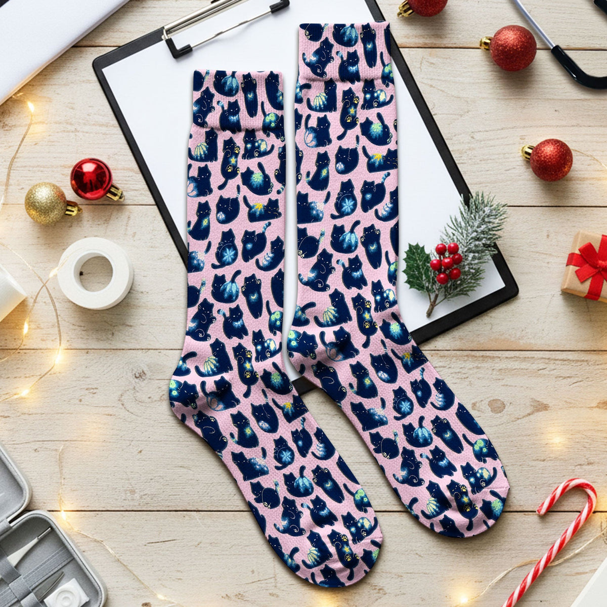Midnight Black Cat Nurse Socks