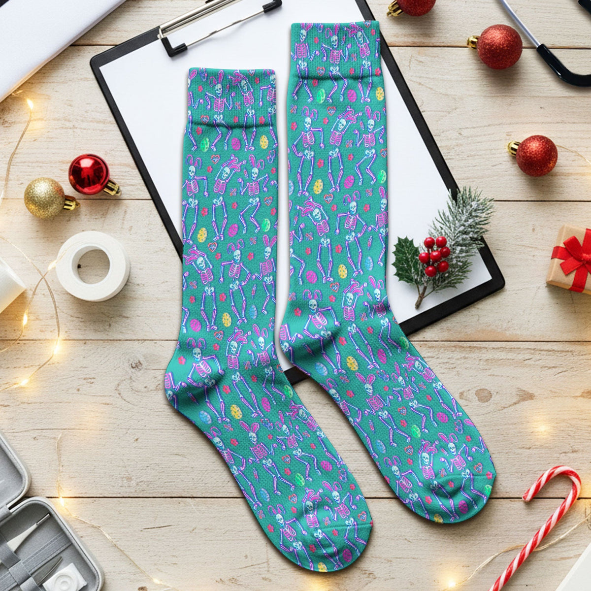 Neon Skeleton Nurse Socks - Easter Gift