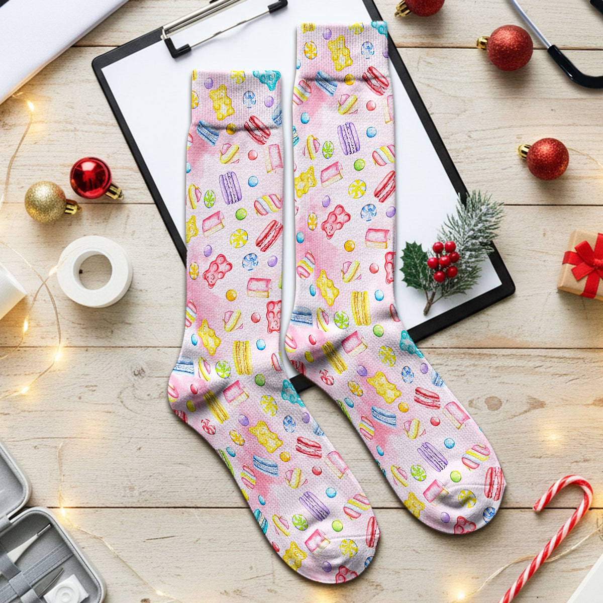 Candy and Macaron Nurse Socks