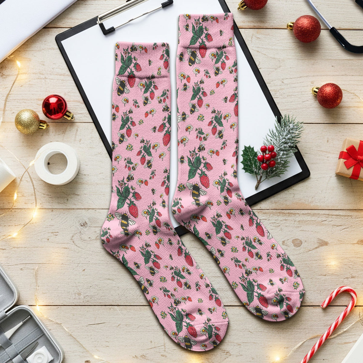 Strawberry Bee Daisy Nurse Socks