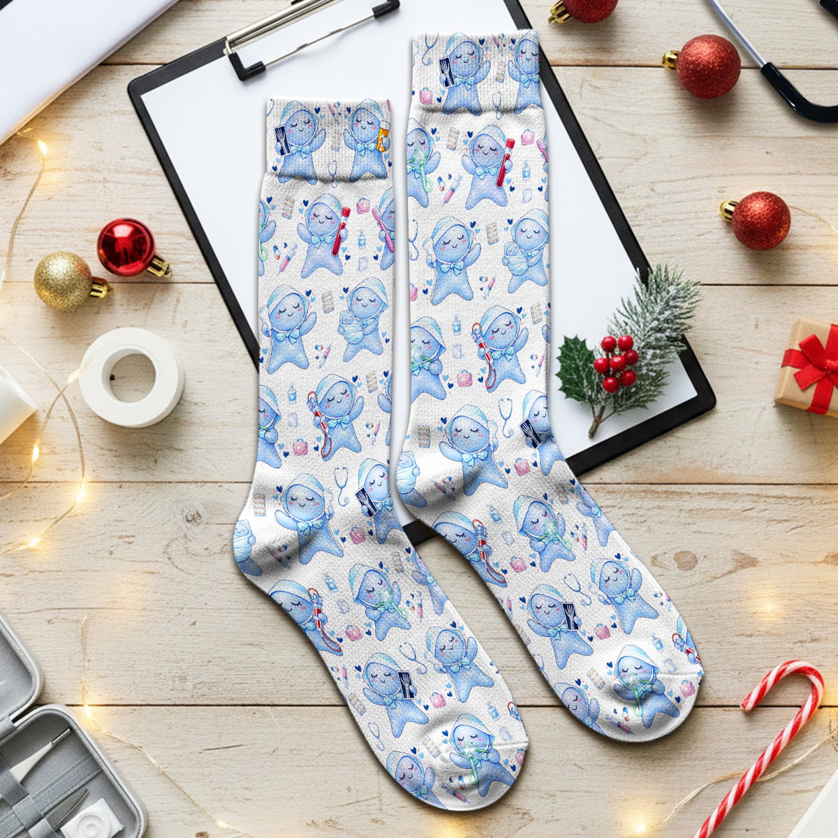 Dental Tooth Character Nurse Socks