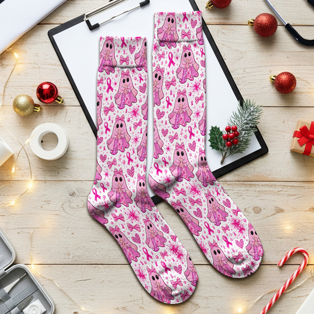 Breast Cancer Ribbon Ghost Princess Nurse Socks