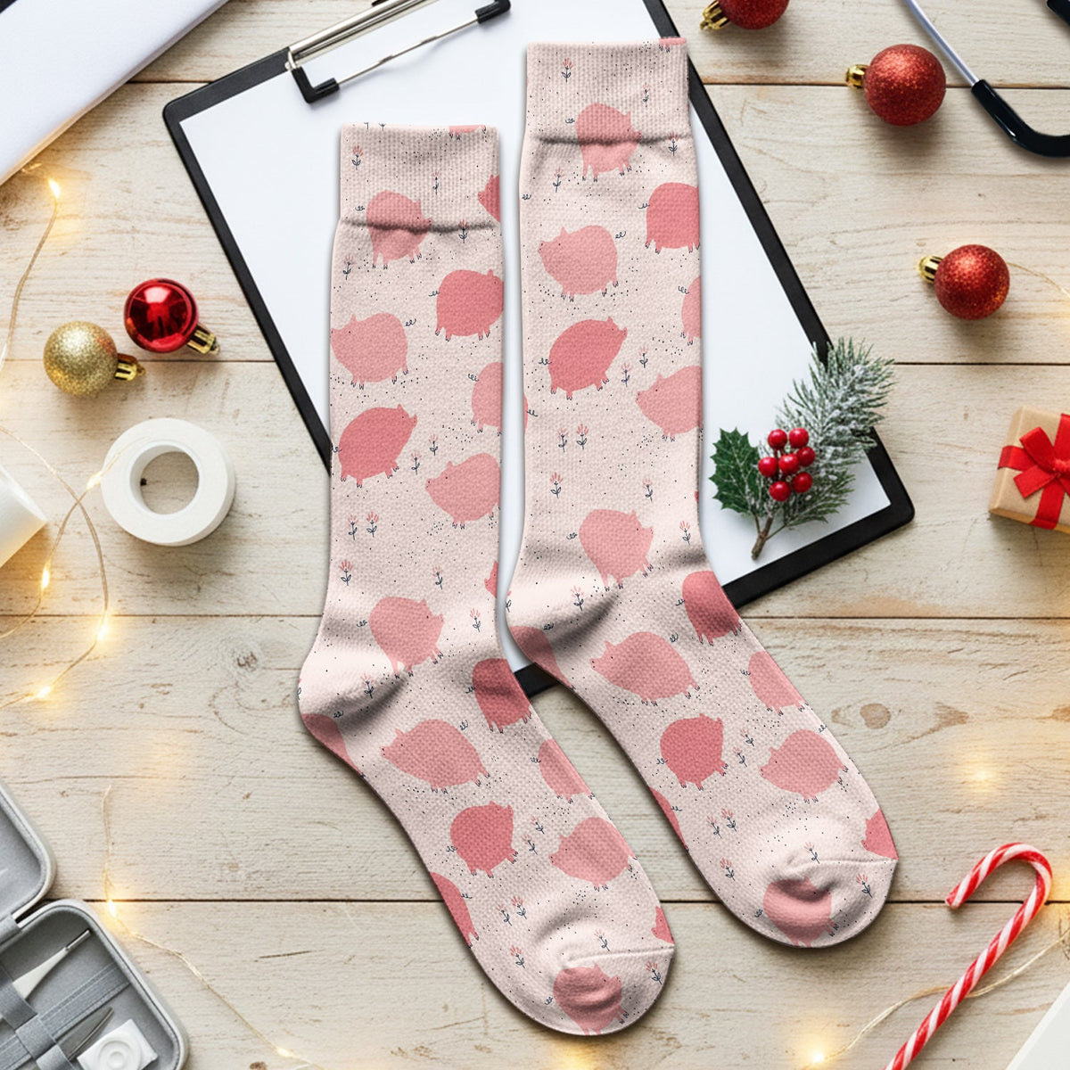 Pink Pig Farm Nurse Socks