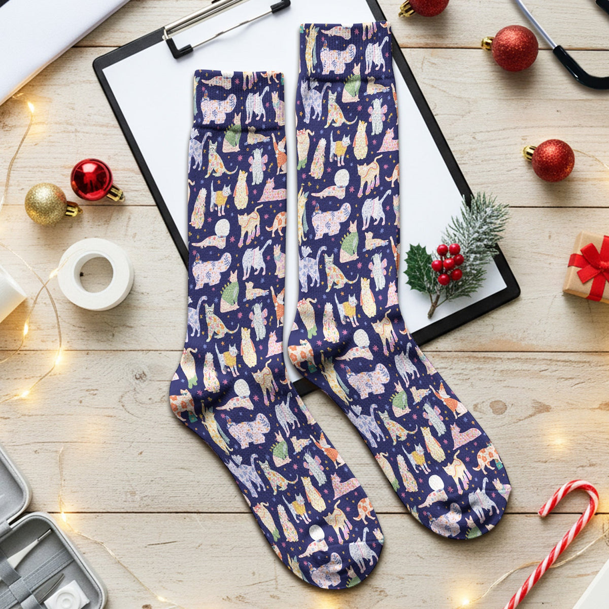 Colorful Cats Nurse Socks