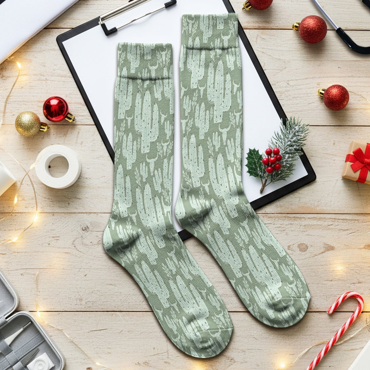 Desert Cactus Skull Nurse Socks