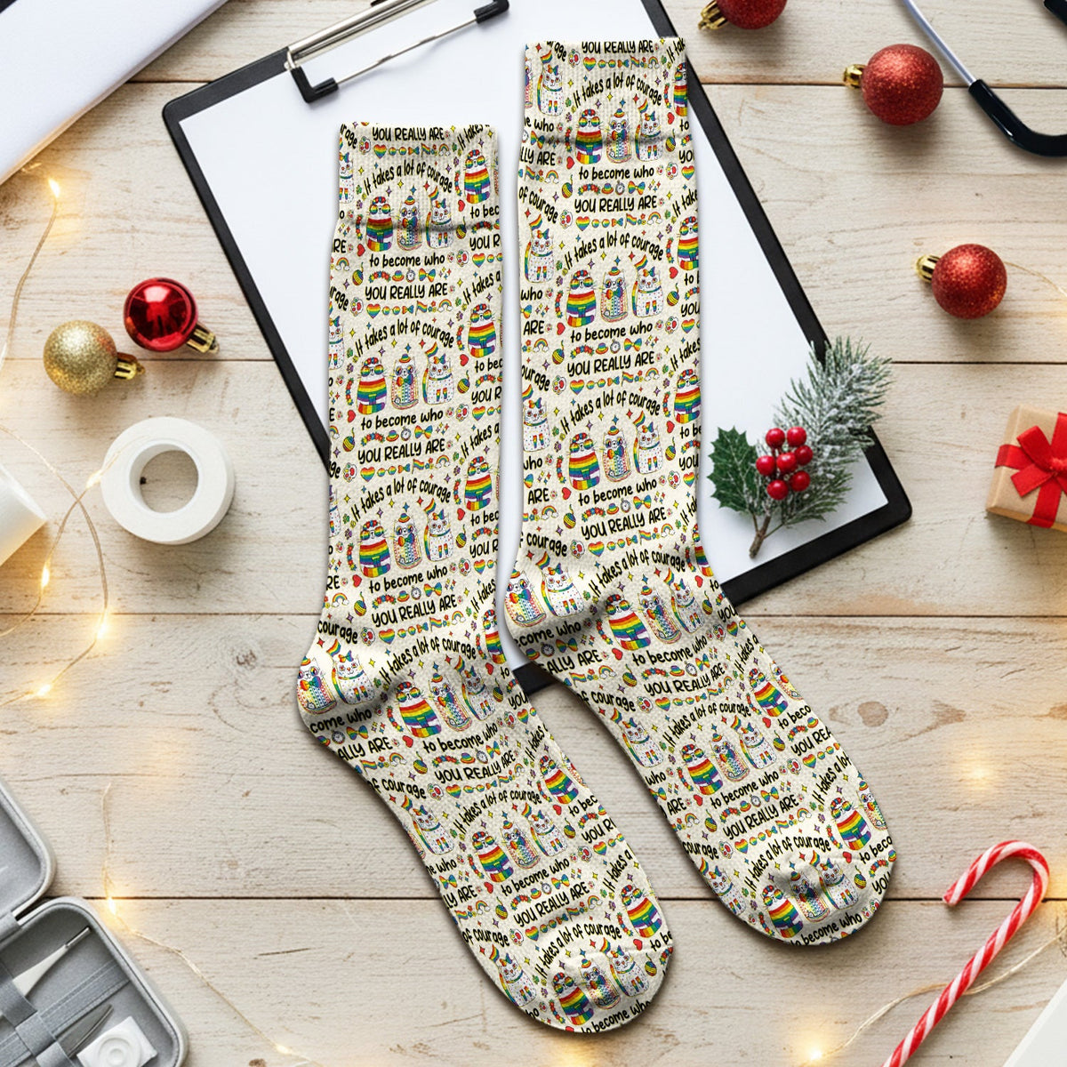 Nurse Rainbow Cat Courage Socks