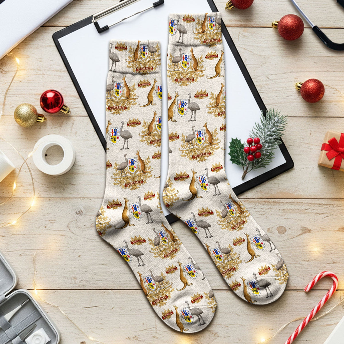 Australian Kangaroo Emu Crest Nurse Socks
