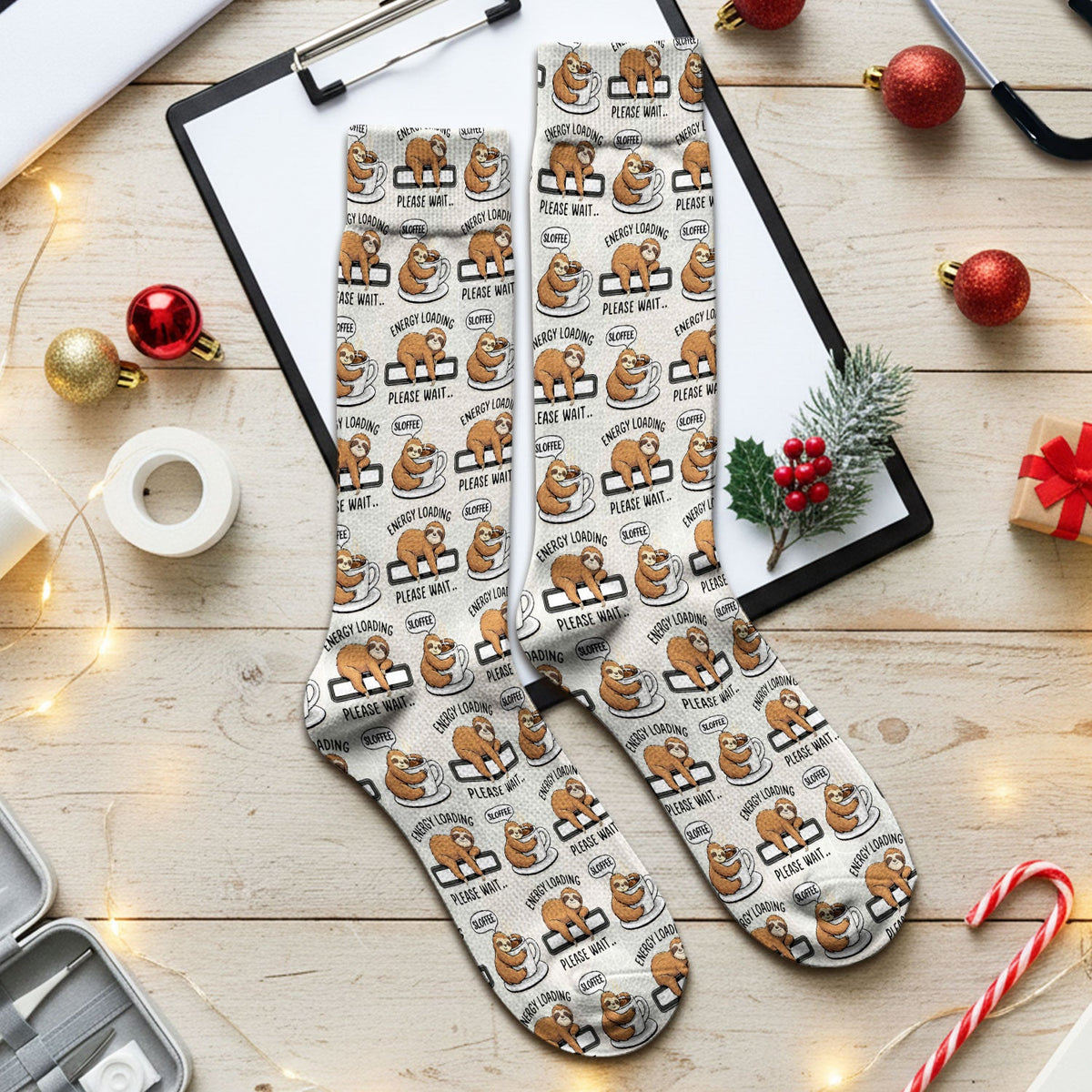 Sloth Coffee Energy Nurse Socks