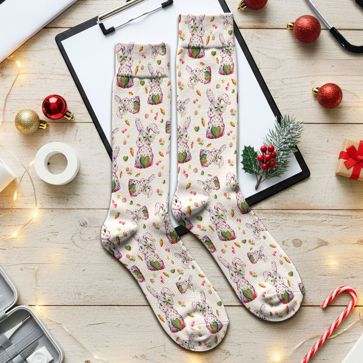 Pastel Bunny Easter Nurse Socks