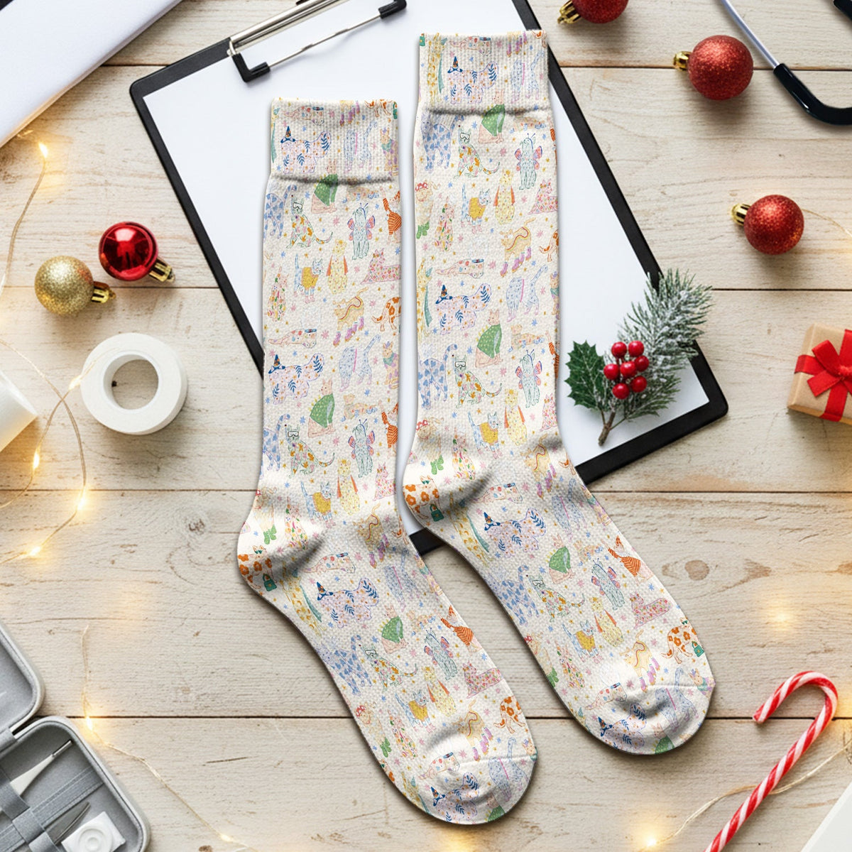 Colorful Cats Nurse Socks