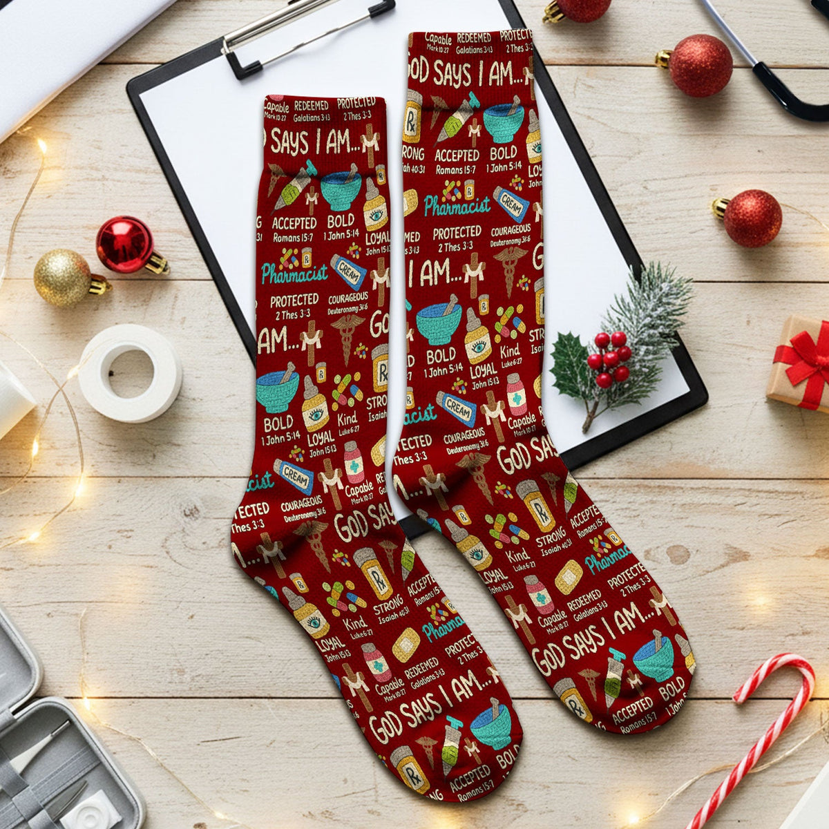 God Says I Am Pharmacist Nurse Socks