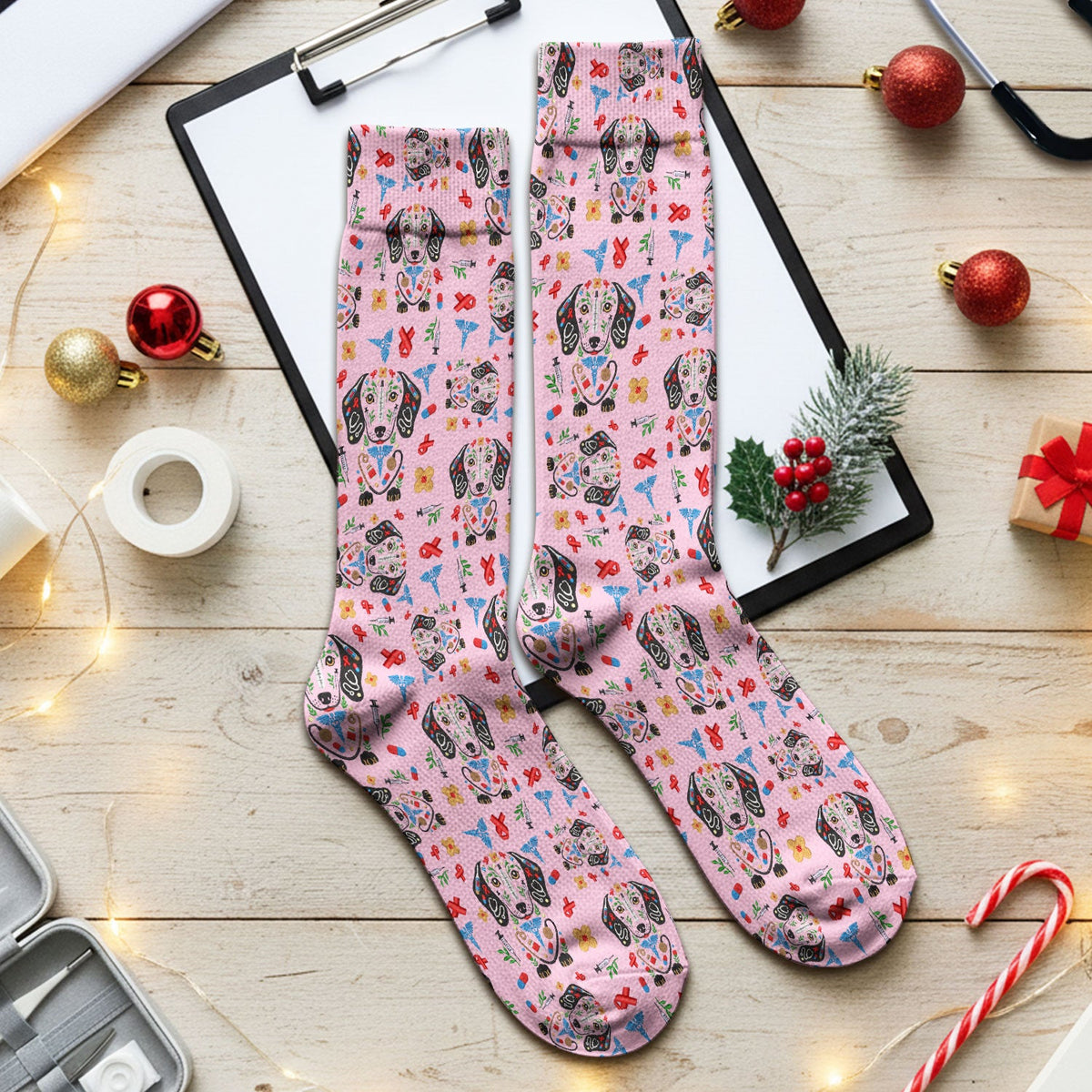 Dachshund Medical Icon Nurse Socks