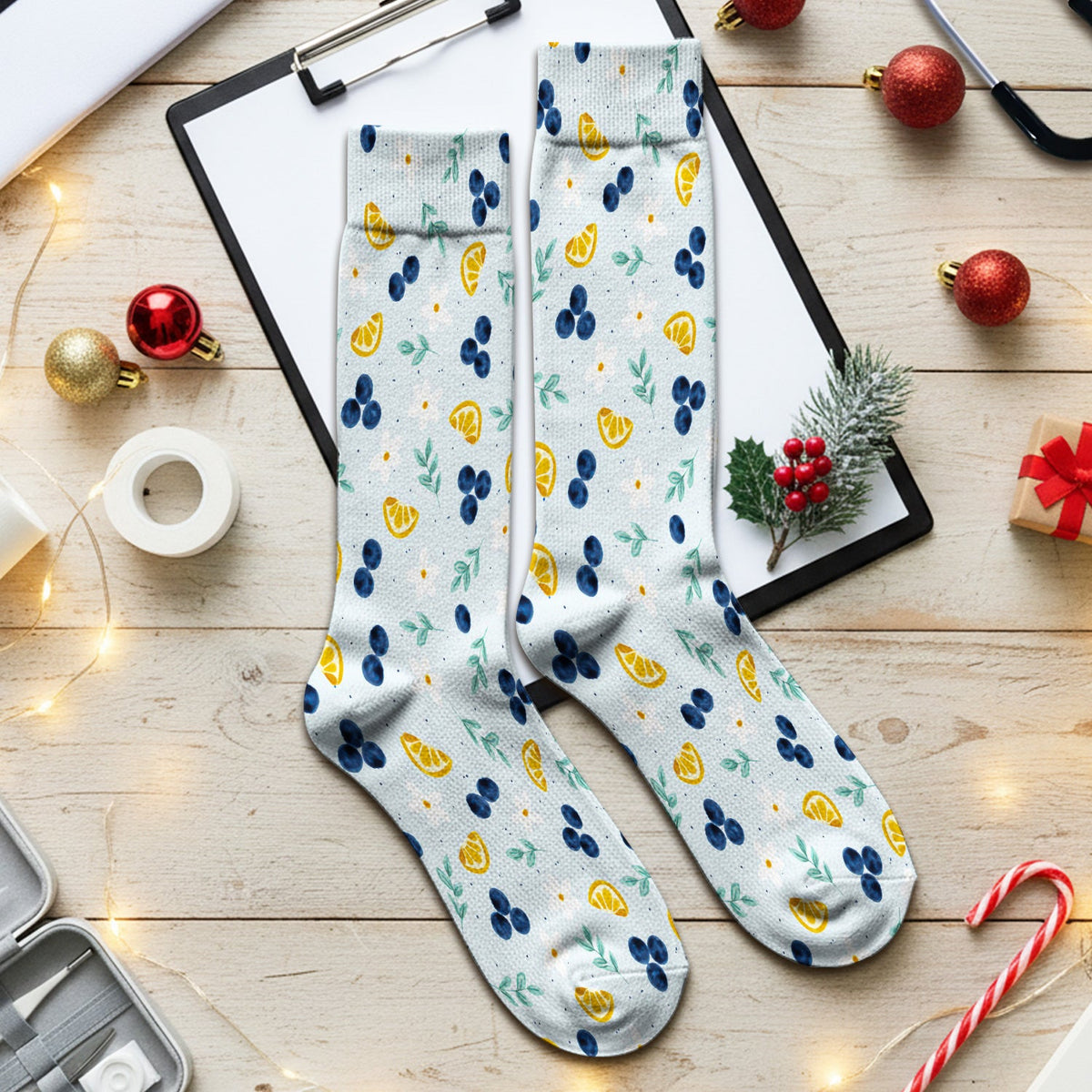 Blueberry Lemon Daisy Nurse Socks