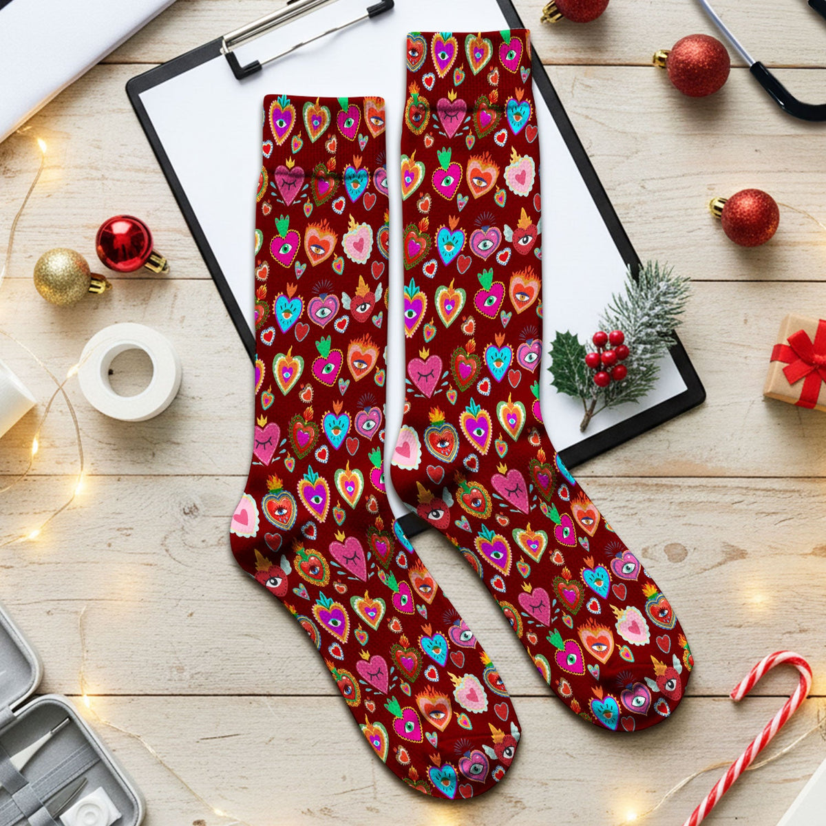 Valentine Colorful Sacred Heart Nurse Socks