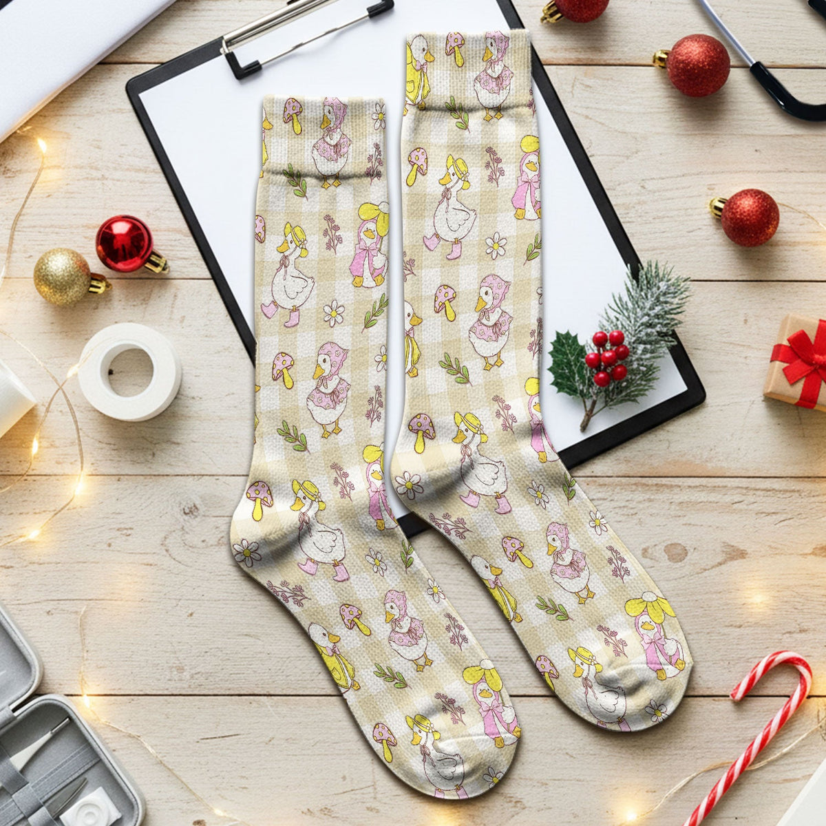 Duck Outfit Gingham Nurse Socks