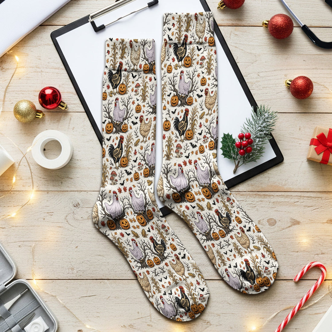 Skeleton Chickens Nurse Socks - Halloween Gift
