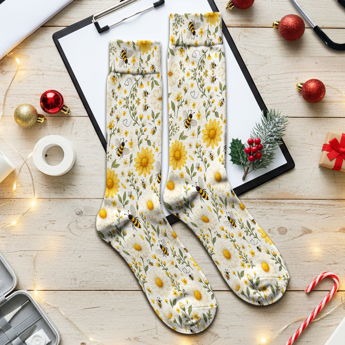 Honey Bee Daisy Nurse Socks