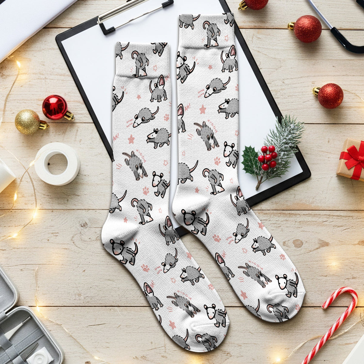 Cartoon Opossum Nurse Socks