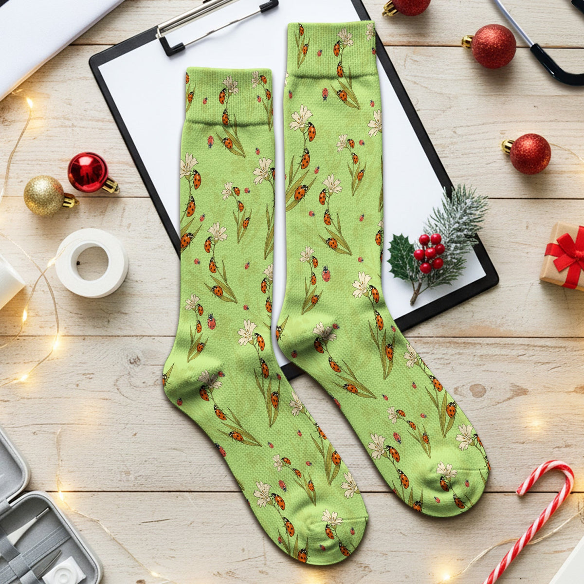 Fresh Daisy Ladybug Garden Nurse Socks