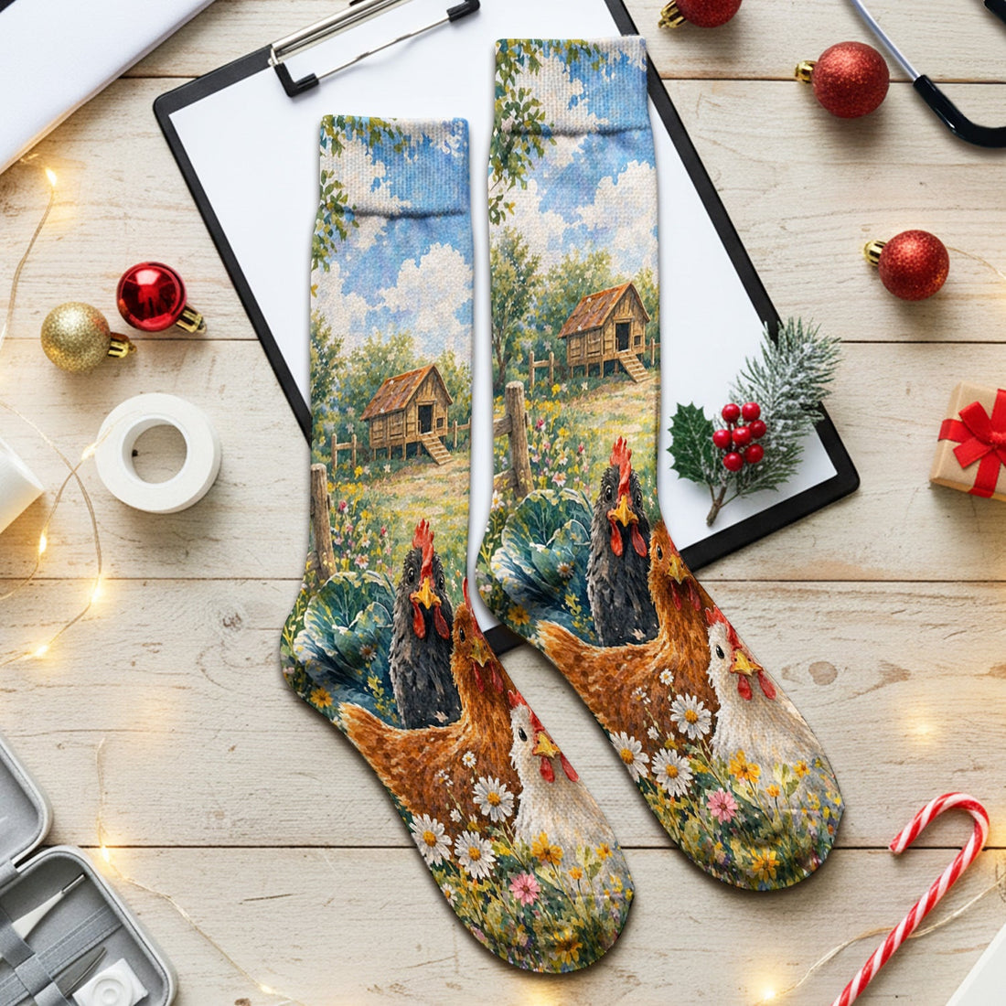 Rustic Chicken Farm Garden Nurse Socks
