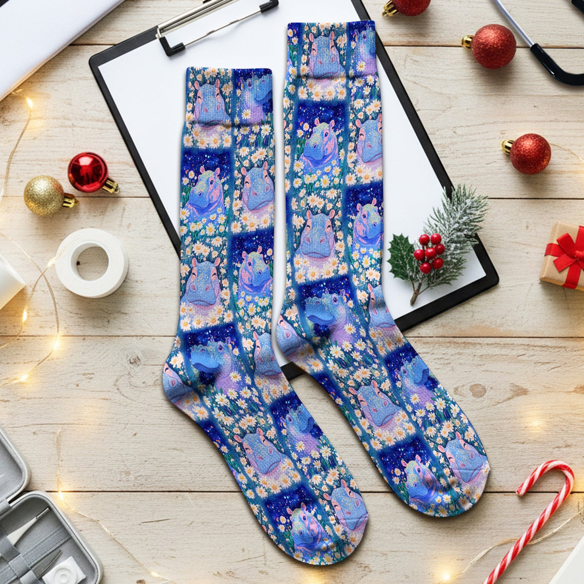 Hippo Daisy Patchwork Nurse Socks