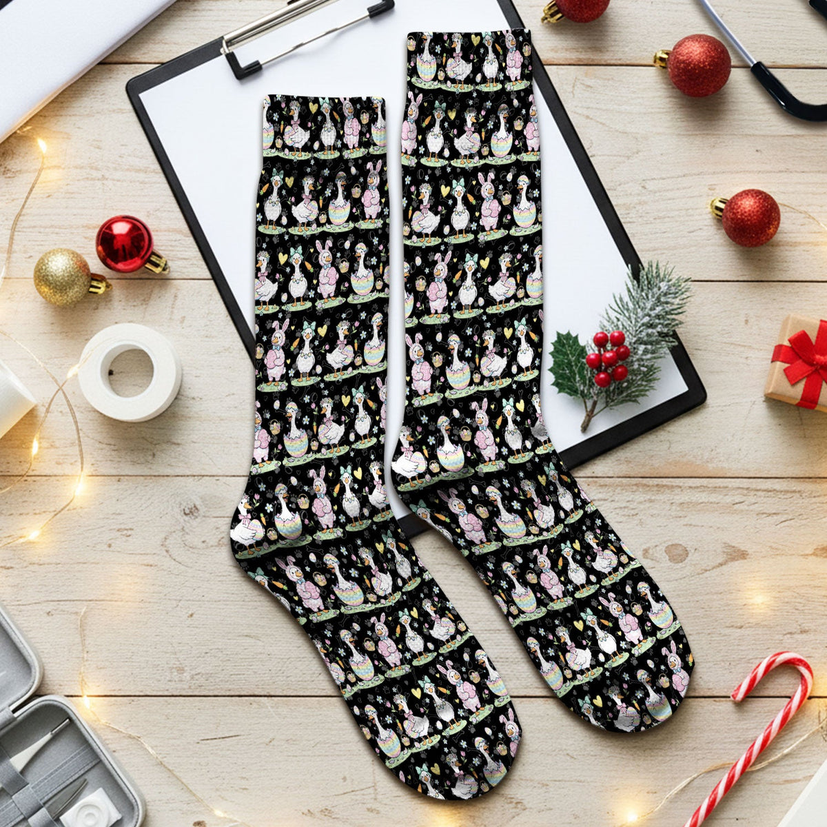 Goose Bunny Egg Nurse Socks - Easter Gift