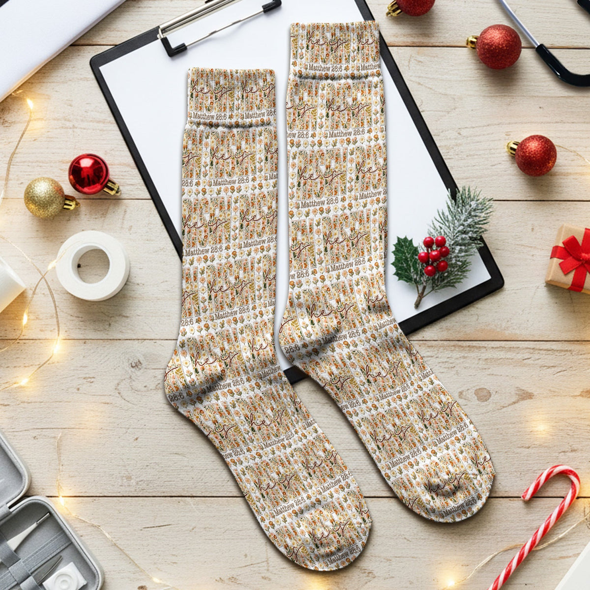 Christian Resurrection Floral Nurse Socks