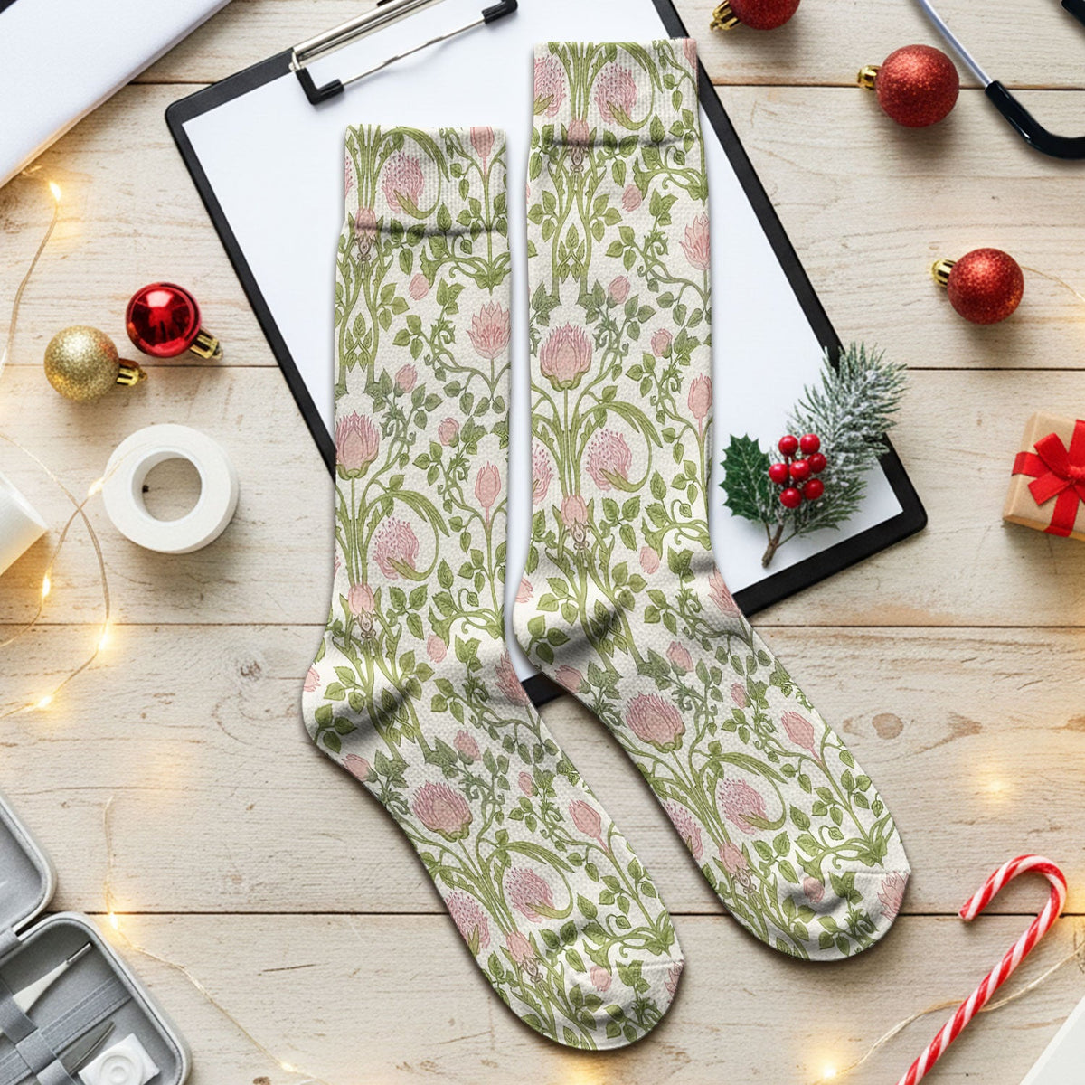 Personalized Cat Floral Nurse Socks