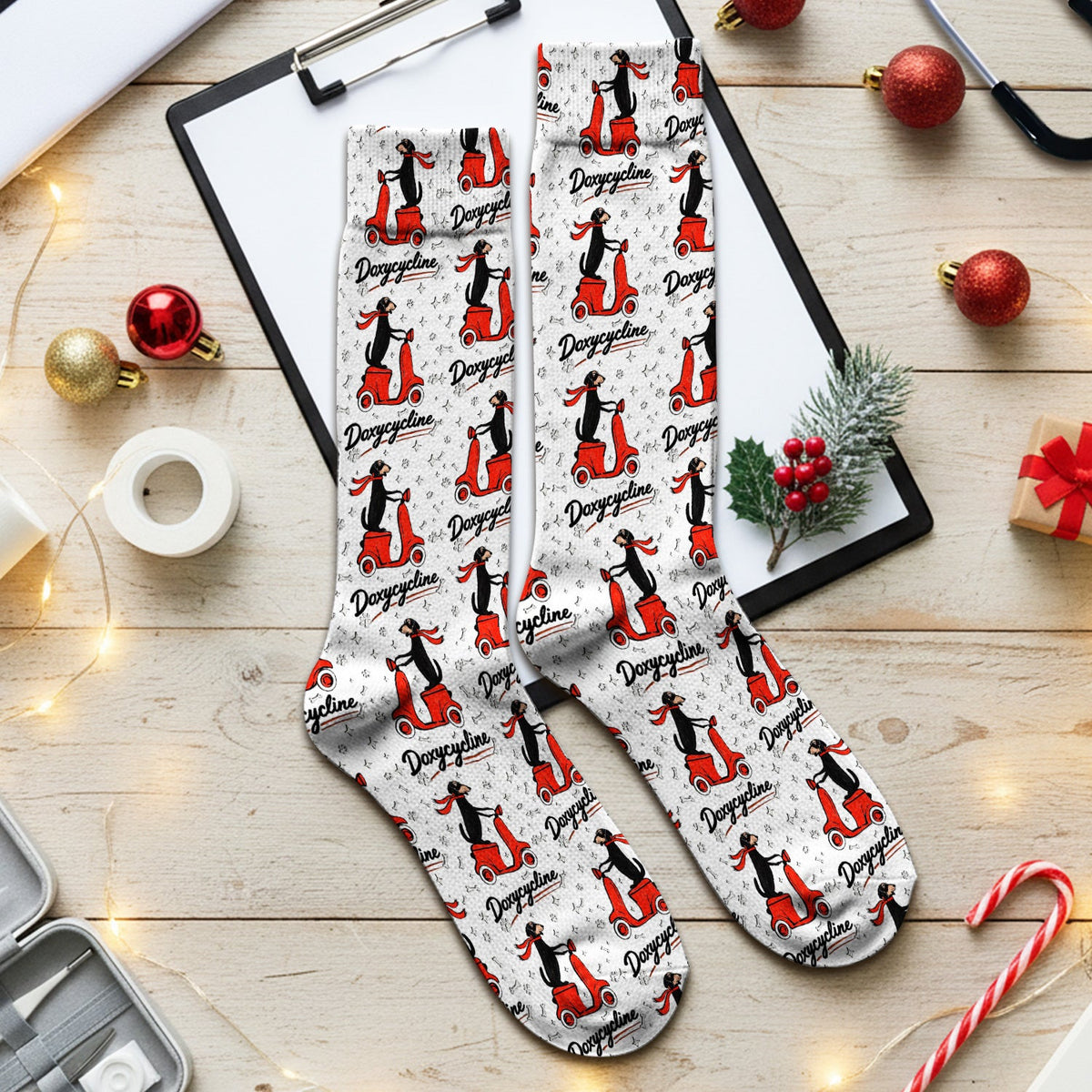 Dachshund Riding Scooter Nurse Socks