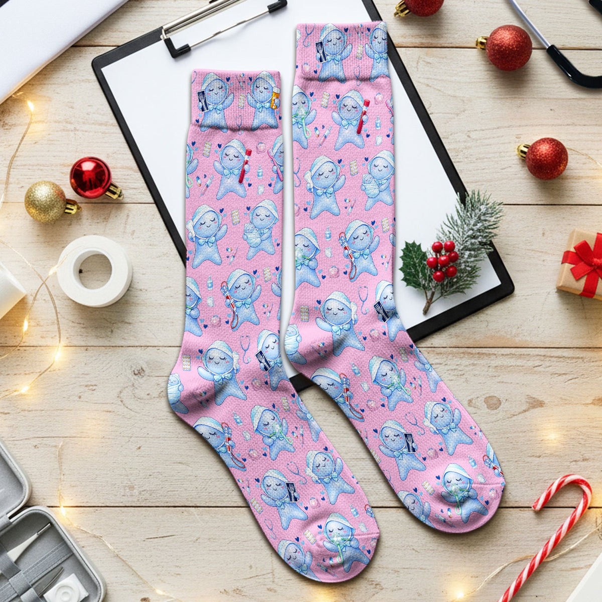 Dental Tooth Character Nurse Socks