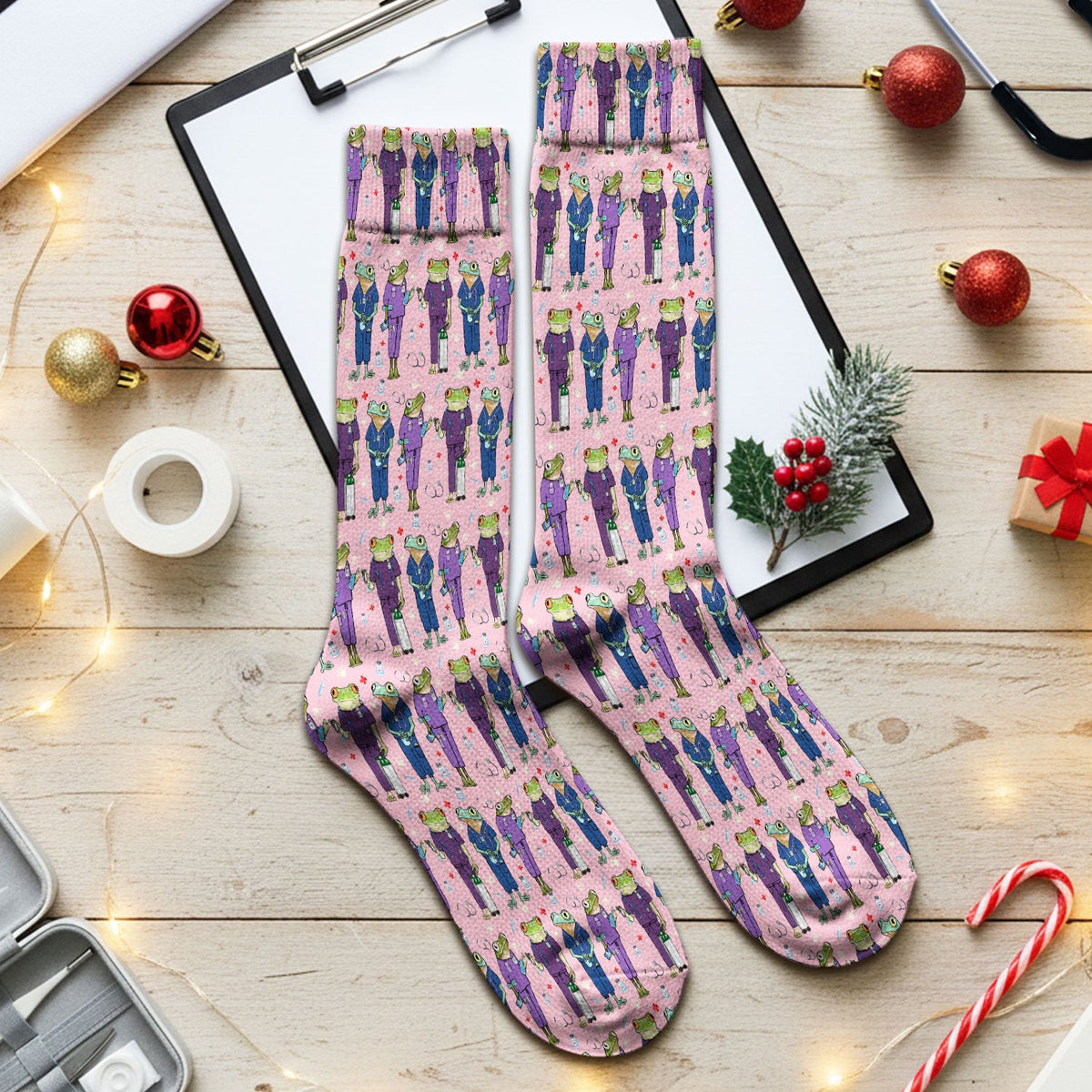 Frog Print Nurse Socks