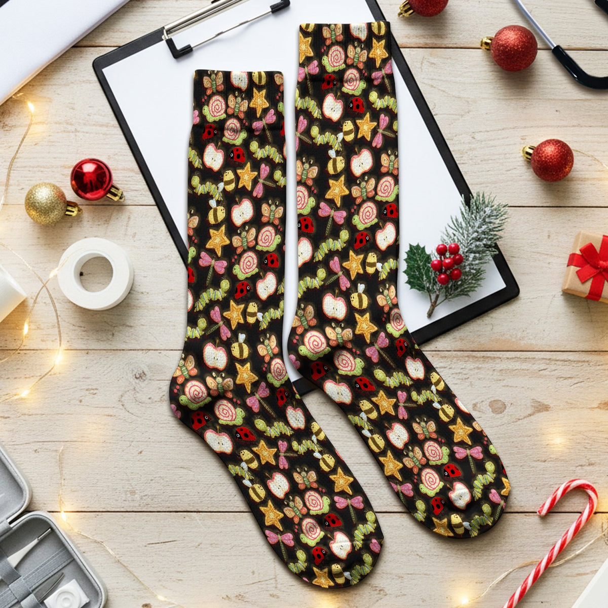 Snail Ladybug Caterpillar Apple Garden Nurse Socks