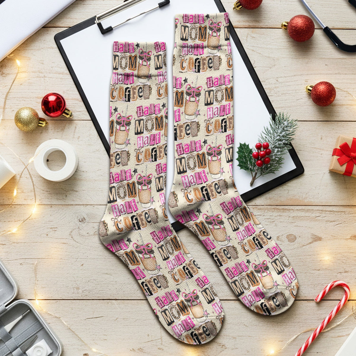 Half Mom Half Coffee Nurse Socks